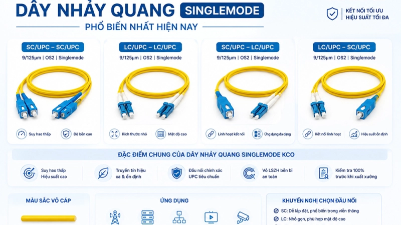 Các loại dây nhảy quang Singlemode phổ biến nhất trên thị trường