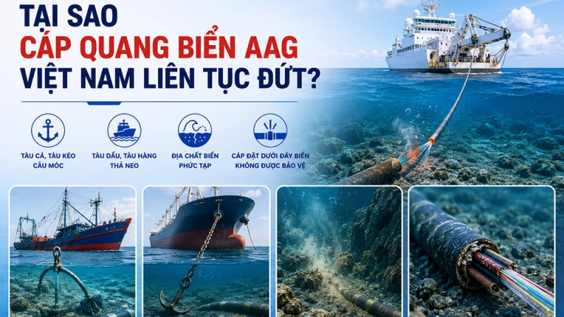 Tại sao cáp quang biển AAG Việt Nam liên tục đứt?