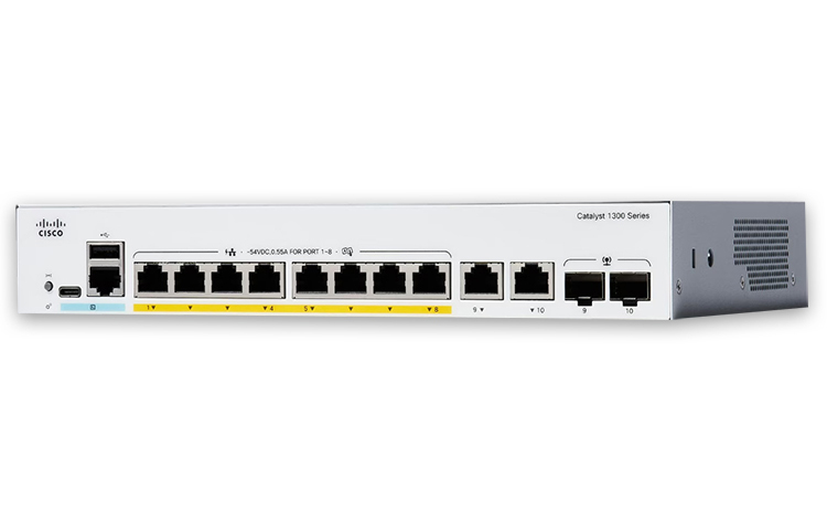 C1300-8T-E-2G-EU, Cisco C1300-8T-E-2G-EU, Network ports 8 x 1G, 2 x 1G RJ45/SFP