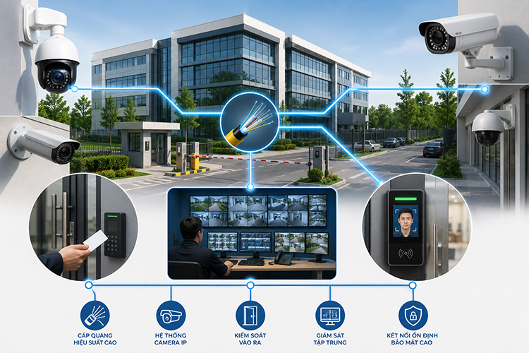 Giải pháp cáp quang tích hợp hệ thống Camera an ninh, Cáp quang tích hợp hệ thống Camera an ninh và kiểm soát ra vào