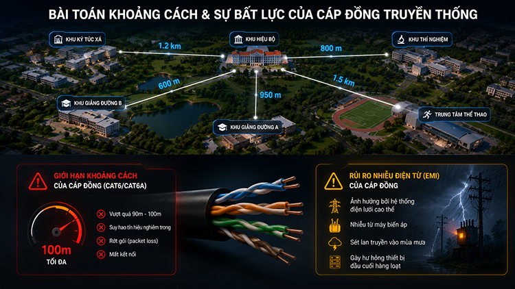 Bài toán khoảng cách và sự bất lực của cáp đồng truyền thống
