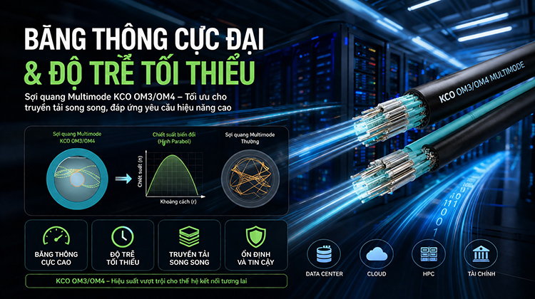Băng thông cực đại và độ trễ tối thiểu với cáp quang Multimode KCO Băng thông cực đại và độ trễ tối thiểu với cáp quang Multimode KCO