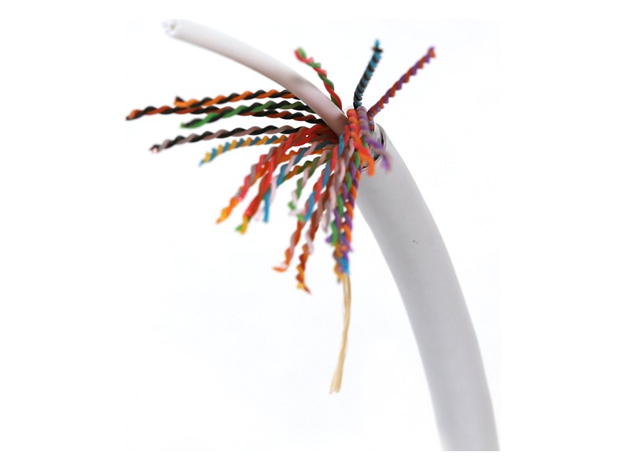 Cáp mạng Cat5e UTP LS 25 đôi — sợi cáp và lõi 4 đôi xoắn