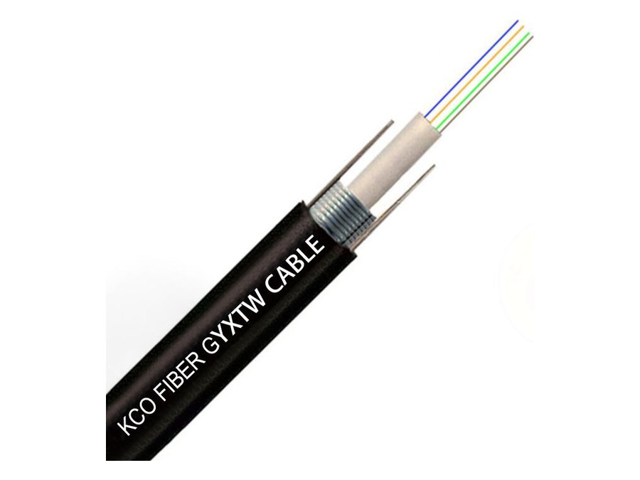 Cáp quang Singlemode 24FO KCO — vỏ cáp và các sợi màu bên trong
