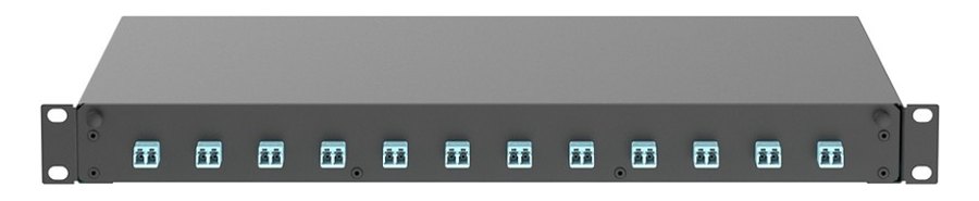 ODF 12FO Panduit LC Duplex Multimode OM4 — mặt trước với các adapter
