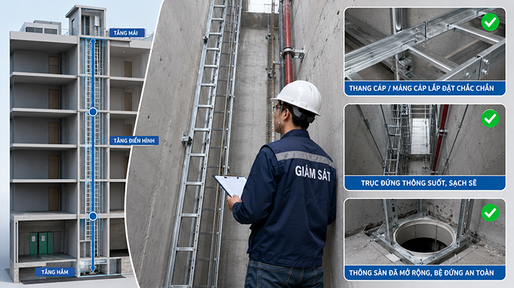 Khảo sát thực địa hệ thống hộp kỹ thuật (Riser Shaft)