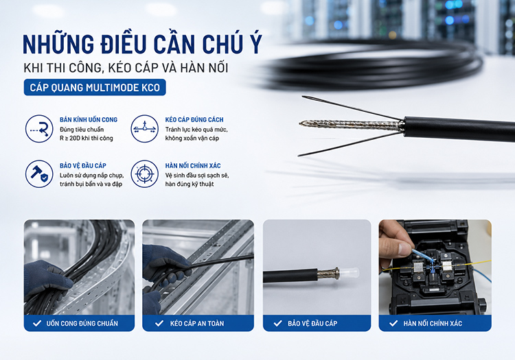 Những điều cần chú ý khi thi công cáp quang multimode KCO Những điều cần chú ý khi thi công cáp quang multimode KCO