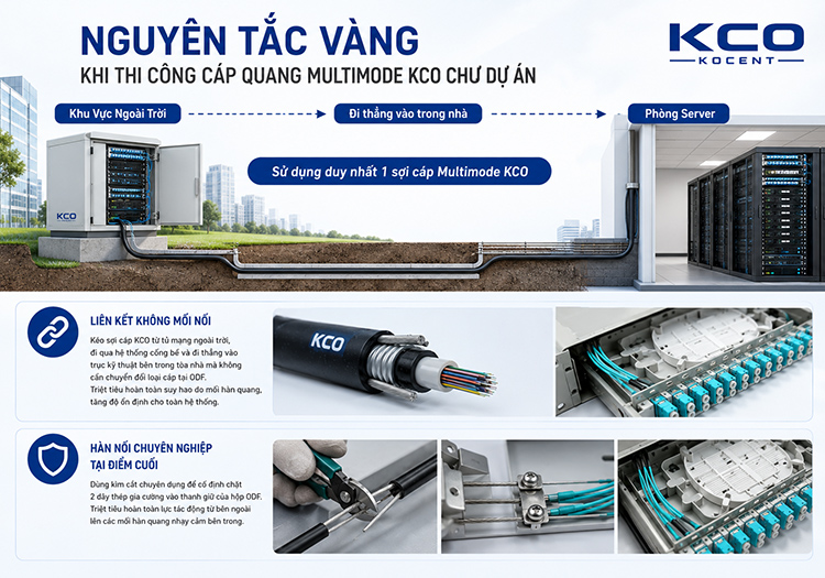 Nguyên tắc vàng khi thi công cáp quang Multimode KCO Nguyên tắc vàng khi thi công cáp quang Multimode KCO
