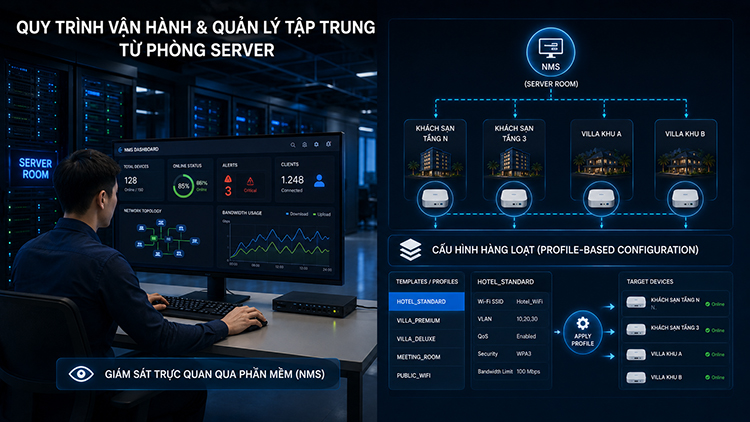 Quy trình vận hành và quản lý tập trung từ phòng Server