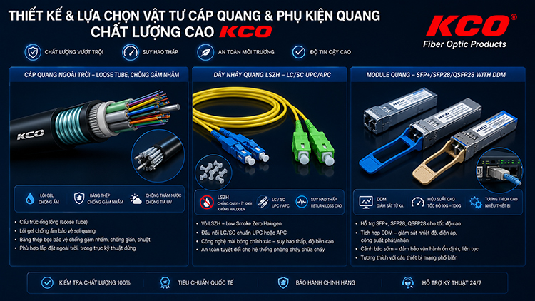 Lựa chọn vật tư thiết bị quang KCO chất lượng cao cho hệ thống