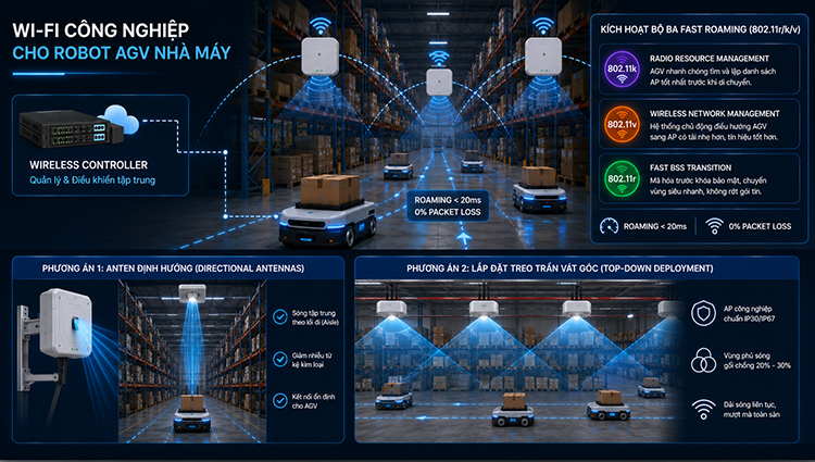 Công nghệ Wi-Fi công nghiệp cho Robot AGV nhà máy
